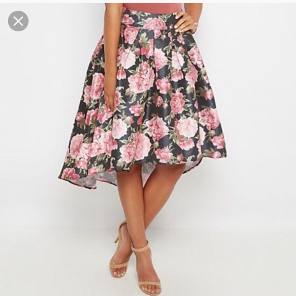 Floral Print High Low Ladies Skirt M